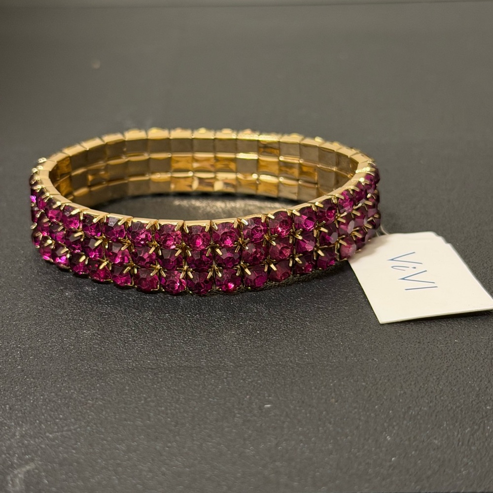 ViVI Gold-Tone Bracelet with Fuchsia Crystals